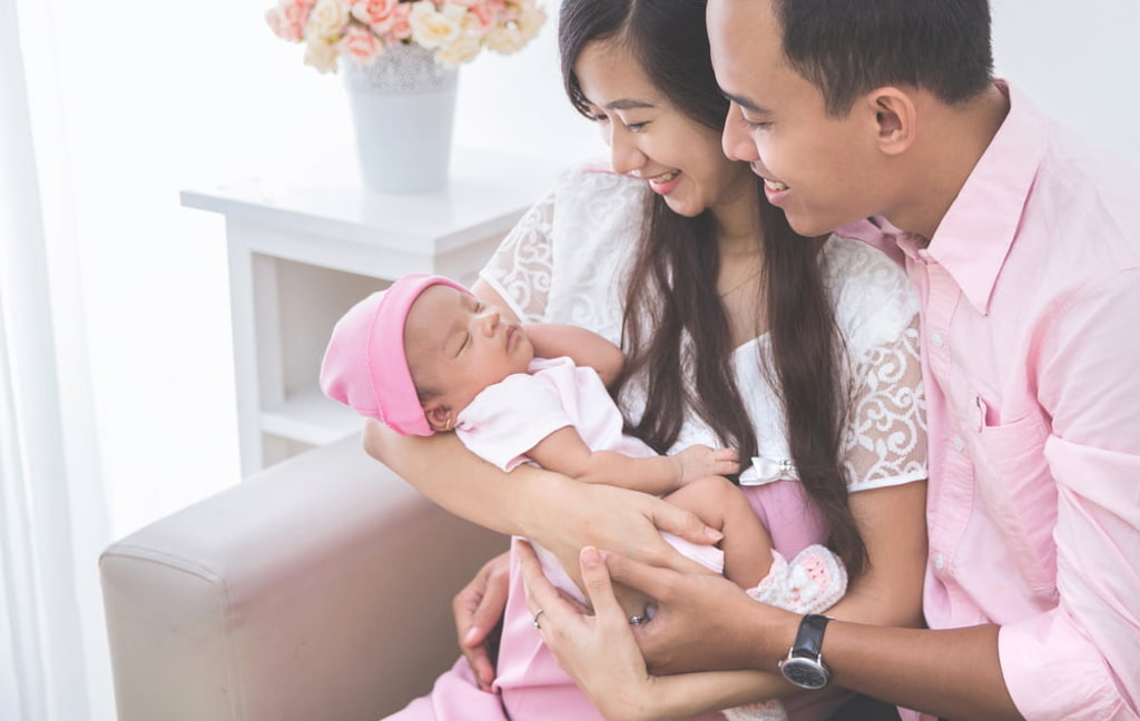 Young couple welcomes a baby after IVF treatment.