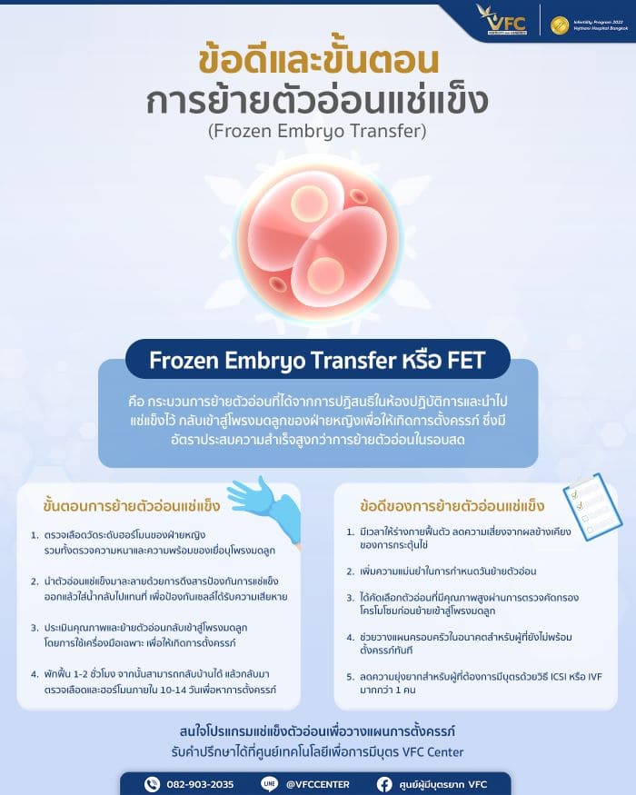 ข้อดีและขั้นตอนในการย้ายตัวอ่อนแช่แข็ง (Frozen Embryo Transfer)