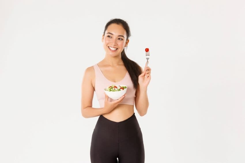 Woman managing diabetes through healthy food choices